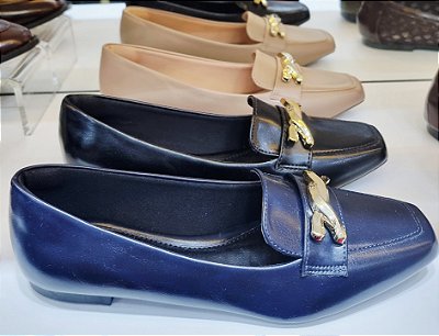 MOCASSIM 3354 MARINHO / FIVELA ENTRELAÇADA DOURADA