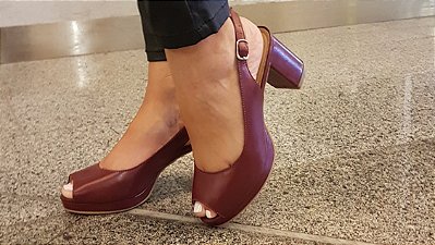 PEEP TOE COURO  67942 BORDÔ