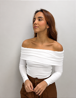 Blusa Alice Ombro a Ombro Manga Longa