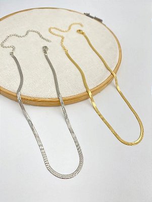 CHOKER FITA AMANDA 3MM RODIO BRANCO