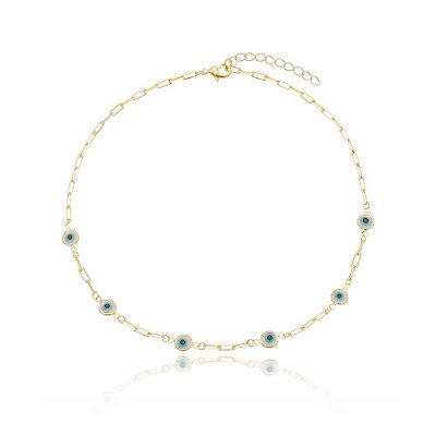 Choker olho grego folheada a ouro 18k