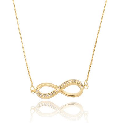 Gargantilha infinito com zircônias folheada a ouro 18k