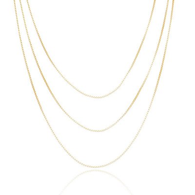 Colar triplo veneziana 1,2mm folheado a ouro 18k