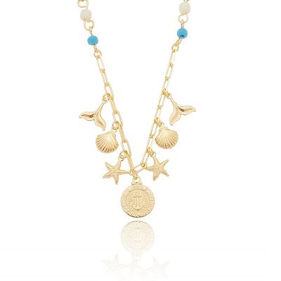 Choker 7 mares folheado a ouro 18k