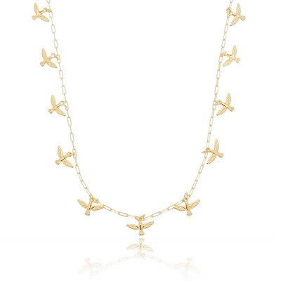 Colar mini espíritos santos folheado a ouro 18k