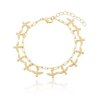 Pulseira mini espíritos santos folheada a ouro 18k
