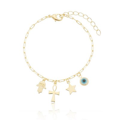 Pulseira pingentinhos folheada a ouro 18k