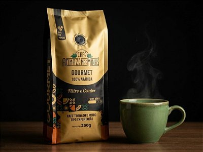 Café Gourmet Torrado e Moído 250g - - Torra Média 7.5 - 100% Arábica Sul de Minas