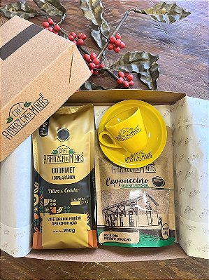 Kit Café Gourmet Torrado e Moído 250g Torra 7.5 + Cappuccino Gourmet 200g + Linda Xícara Amarela