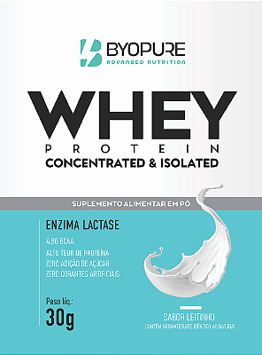Sachê Whey Protein Concentrado e Isolado Byopure 30g — Com Enzima Lactase