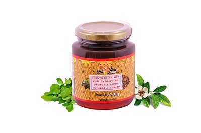 composto de mel com extrato de própolis sabor copaíba e agrião 280gr