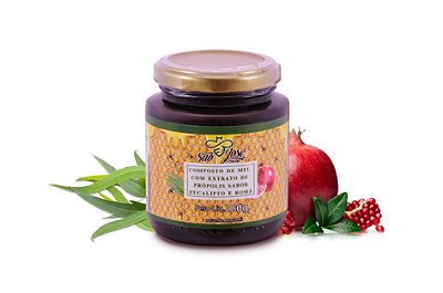 Composto de mel com extrato de própolis sabor eucalipto e romã 280gr