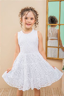 Vestido curto em renda branco