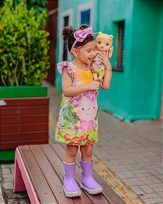Vestido infantil menina laço lilás