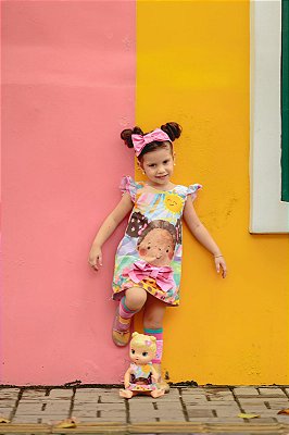 Vestido infantil menina laço rosa