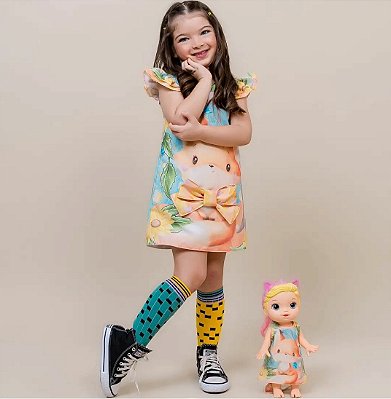 Vestido infantil raposa laranja