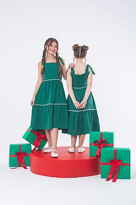 Vestido infantil midi verde