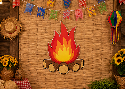 Painel Decorativo Festa Junina Fogueira – 70x50cm