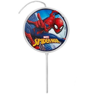 Vela Plana de Aniversário Festa Homem Aranha - 8CM