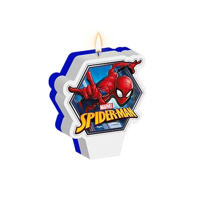 Vela Plana de Aniversário Festa Homem Aranha - 8CM