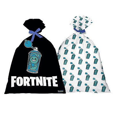 Sacola Plástica Festa Fortnite 25x14cm - 8 Unidades