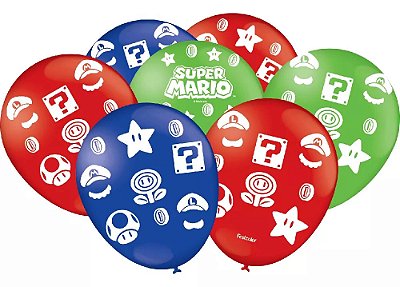 Balões Bexigas Festa Super Mario - 9 Polegadas (23cm) - 25 Unidades