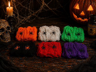 Teia de Aranha Falsa Halloween – Cores Sortidas - 1 Unidade | Decoração Assustadora