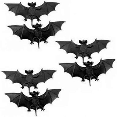 Mini Morcegos de Plástico Halloween 9x6cm - 6 unidades