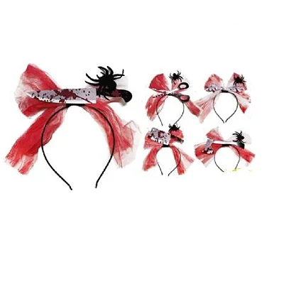 Tiara com Laço Branco e Ferramenta com Sangue Halloween - 1 Unidade