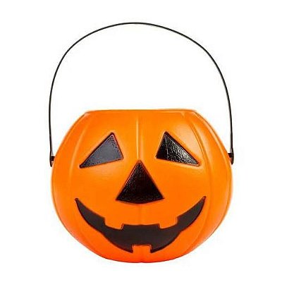 Balde Cabeça de Abóbora Grande para Decoração de Halloween - 19cm x 14 cm