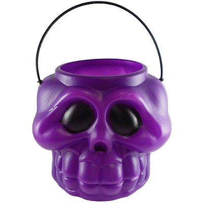 Balde Cabeça de Esqueleto Roxo Halloween