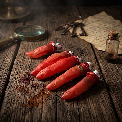 Enfeite de Halloween Dedos Amputados com Sangue - 5 Unidades
