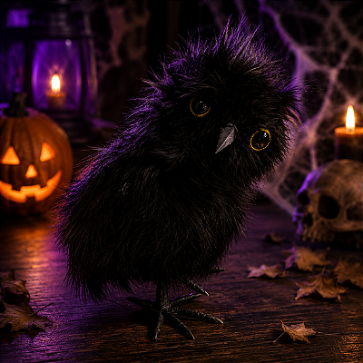 Coruja de Halloween Preta Decorativa de 15 cm