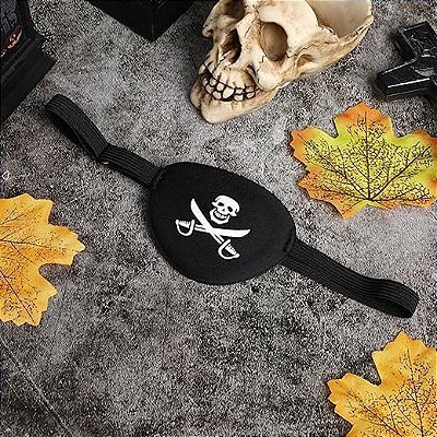 Tapa Olho Pirata de Plástico Com Caveira - 8cm
