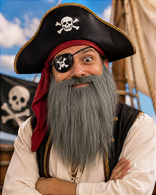 Tapa Olho Pirata de Plástico Com Caveira - 8cm