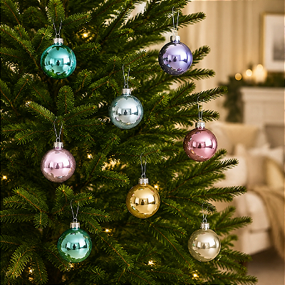 Bola de Natal Rainbow ( Coloridas) 5cm - 8 Unidades
