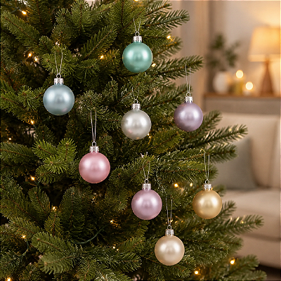 Bola de Natal Rainbow Colorido 4cm - 8 Unidades