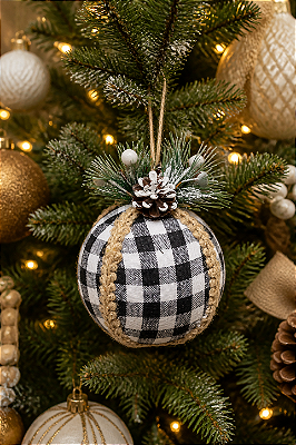 Bola de Natal Xadrez 10cm – Enfeite para Árvore
