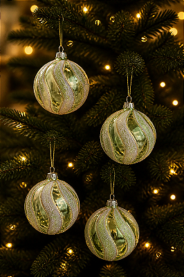 Bolas de Natal de Vidro Gomos 8cm - 4 Unidades