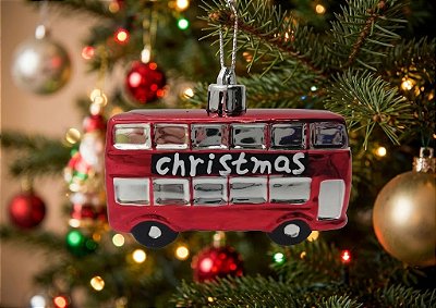 Enfeite de Natal Ônibus 8cm para Pendurar – Plástico Decorativo