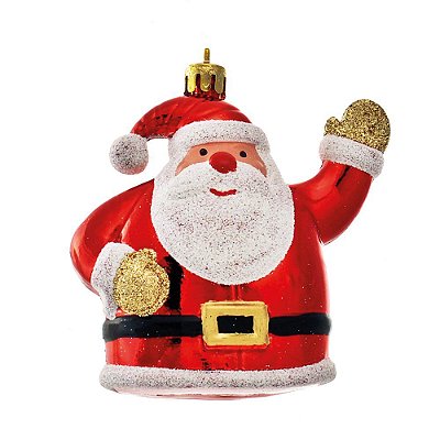 Enfeite Natalino Papai Noel Com Glitter Vermelho 9cm - 3 Peças