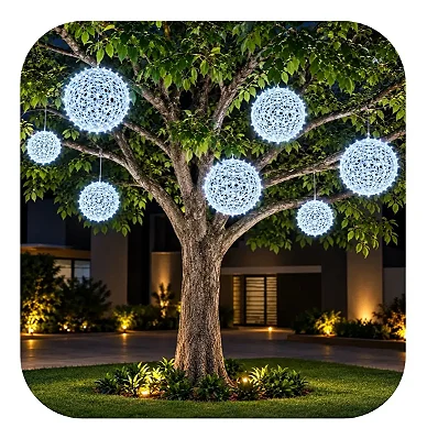 Bola Vazada Natal 30cm - 100 Leds Branco Quente Bivolt - 1 Unidade