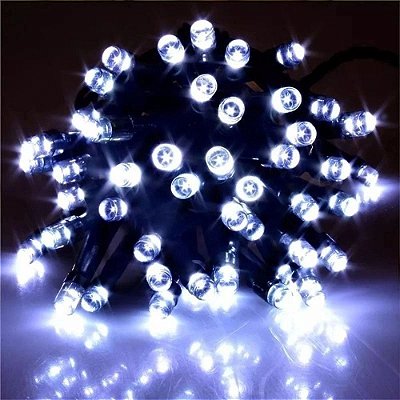 Jogo de Luzes 100 Lâmpadas Fio Verde Led Branco Fixo 127V