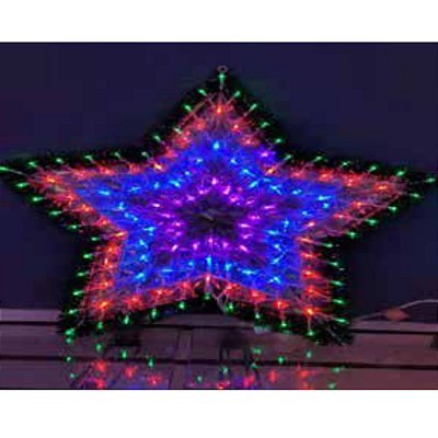 Enfeite Estrela Holográfica 58cm com 140 Leds Coloridos – 8 Funções de Animação – 110V