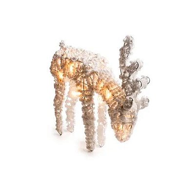 Rena Aramada Revestida com Flocos de Neve e LED - 35cm