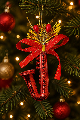 Ornamento Sax Vermelho – Kit com 2 Unidades