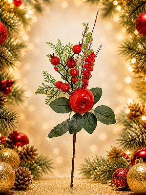 Pick Decorativo com Frutas Vermelhas e Maçã – 36cm