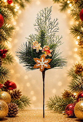Pick Decorativo Floco de Neve e Gingerbread – 37cm