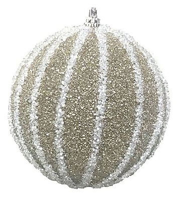 Bola Decorada Champagne com Branco 8cm