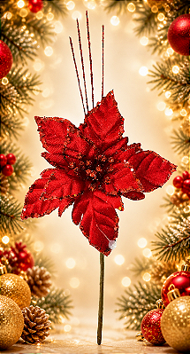 Pick Poinsetia Veludo Vermelho